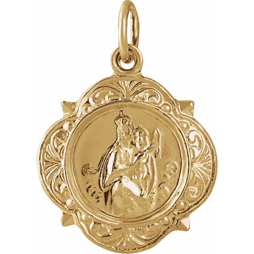 Scapular Small Polished Yellow Gold Pendant 12 MM