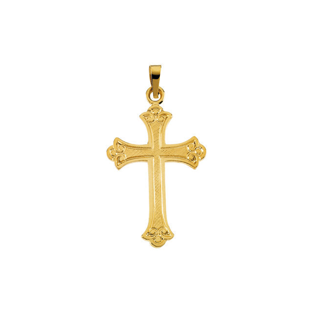 Radiant Flory Cross in Solid 14 Karat Yellow Gold – www.allpatronsaints.com