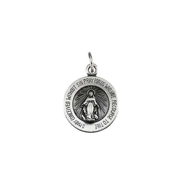 Round Miraculous Medal Necklace in Solid Sterling Silver – www ...