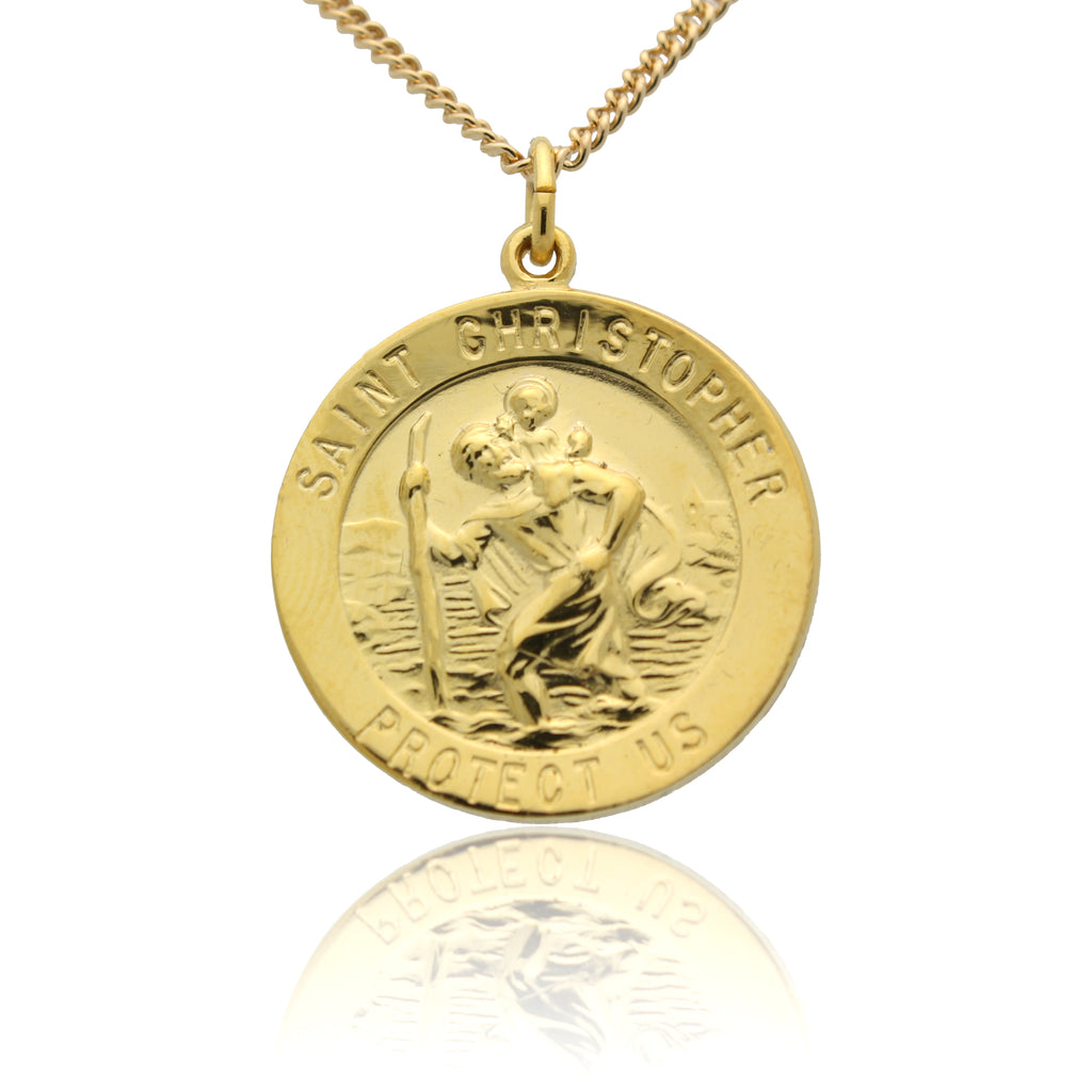 Virgin Mary Medal Pendant Necklace in 9ct Yellow Gold, Pendant Only - No Chain