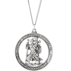 Blue Saint Christopher Protect Us Words On Round Quarter Size