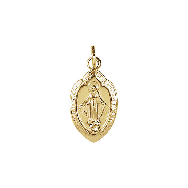 Miraculous Heart Pendant in Solid 14 Karat Yellow Gold