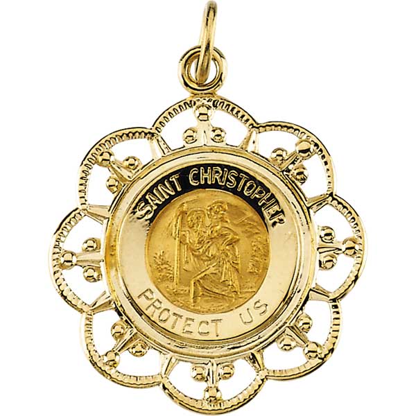 Gold Saint Christopher Medallion Ring